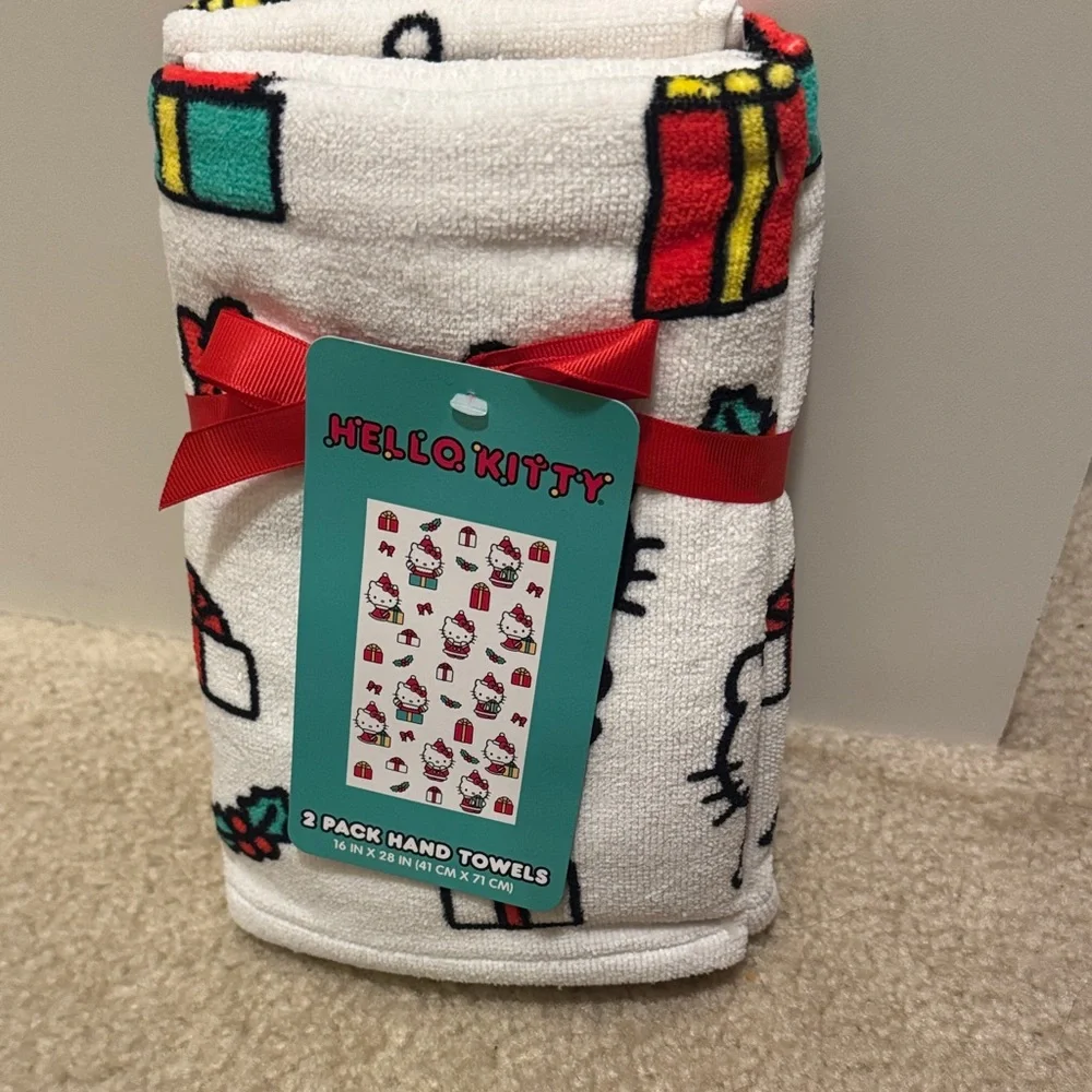 Hello Kitty Festive Hand Towels - Red, Green, White